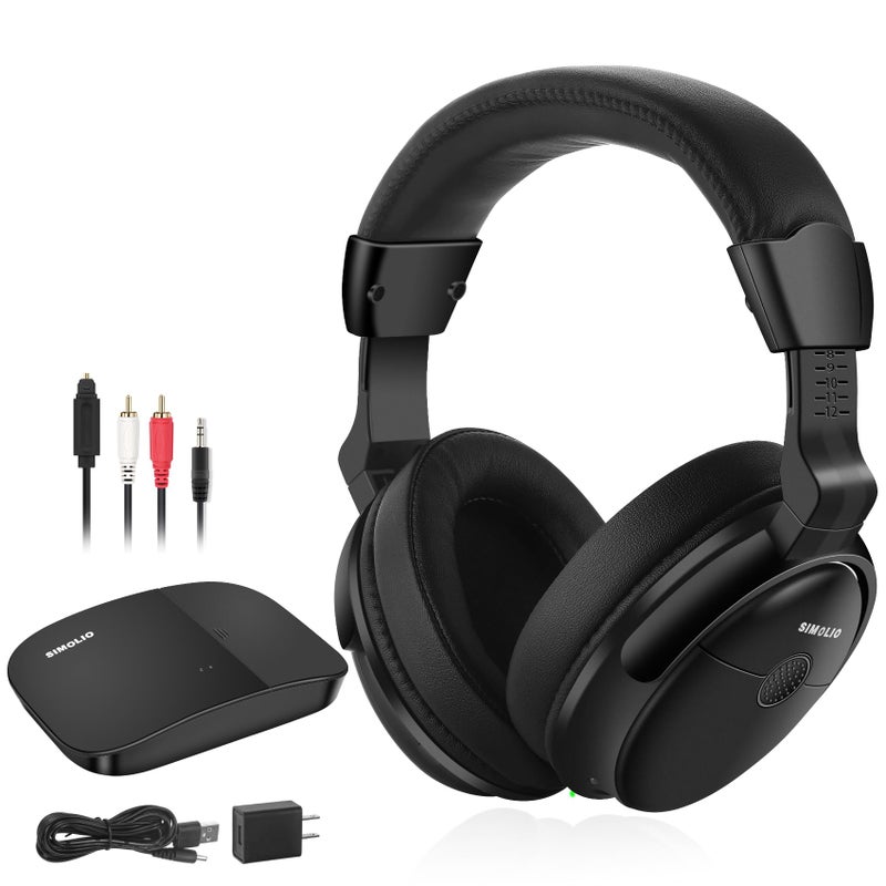 SIMOLIO Wireless TV Headphones with Clear Dialog Mode, Enhanced Voice & Spare Battery for Seniors & Hard of Hearing, L/R Balance Volume Control, No Audio Lag, Long Range - Image 1